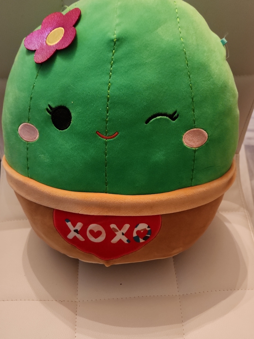 Squishmallows Green Cactus Plush with Pink Flower and Tan Pot